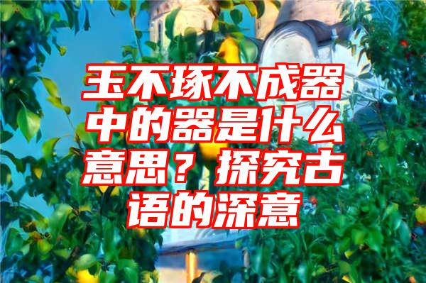 玉不琢不成器中的器是什么意思？探究古语的深意