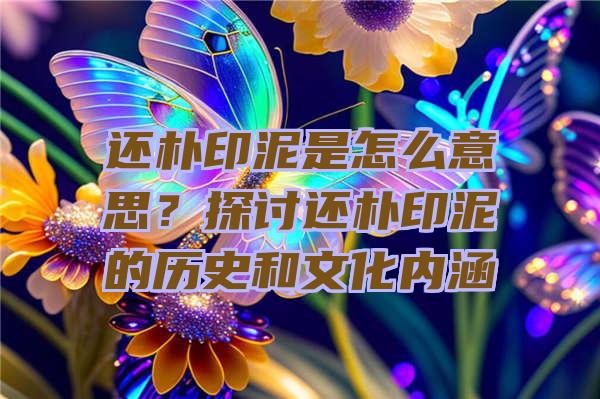 还朴印泥是怎么意思？探讨还朴印泥的历史和文化内涵