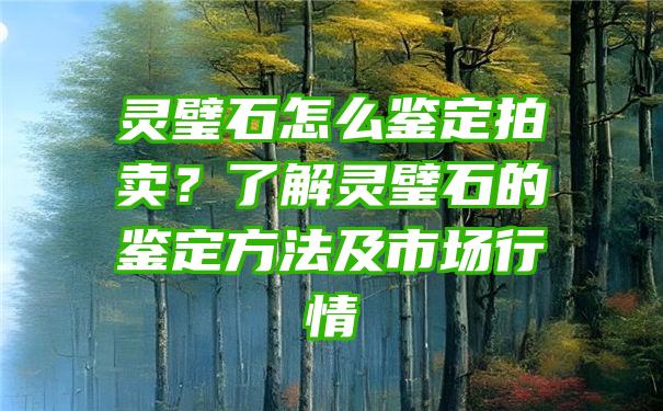 灵璧石怎么鉴定拍卖？了解灵璧石的鉴定方法及市场行情