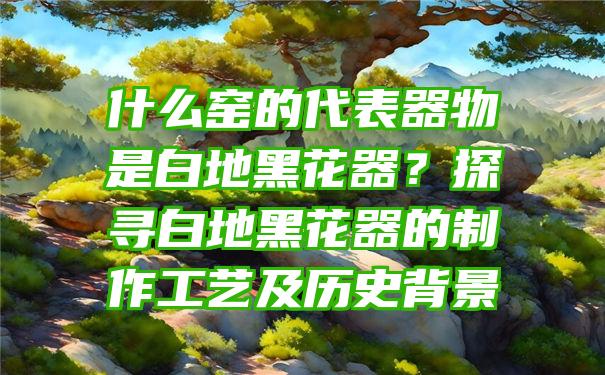 什么窑的代表器物是白地黑花器？探寻白地黑花器的制作工艺及历史背景