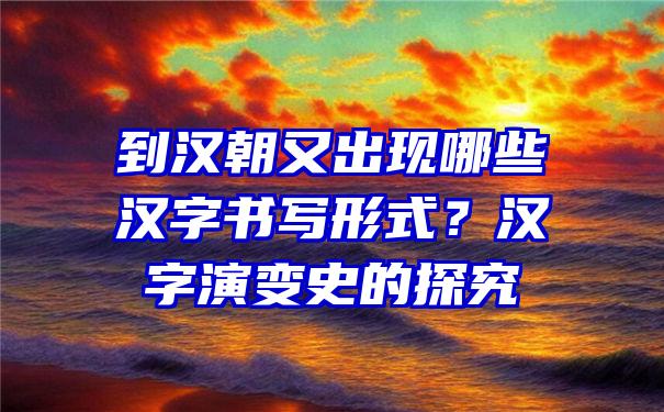 到汉朝又出现哪些汉字书写形式？汉字演变史的探究