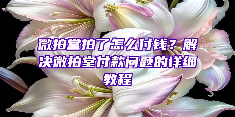 微拍堂拍了怎么付钱？解决微拍堂付款问题的详细教程