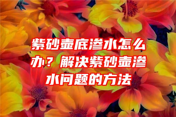 紫砂壶底渗水怎么办？解决紫砂壶渗水问题的方法