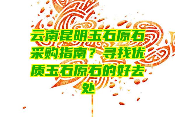 云南昆明玉石原石采购指南？寻找优质玉石原石的好去处