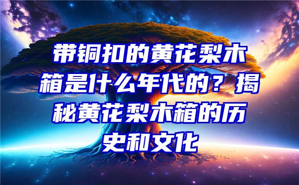 带铜扣的黄花梨木箱是什么年代的？揭秘黄花梨木箱的历史和文化