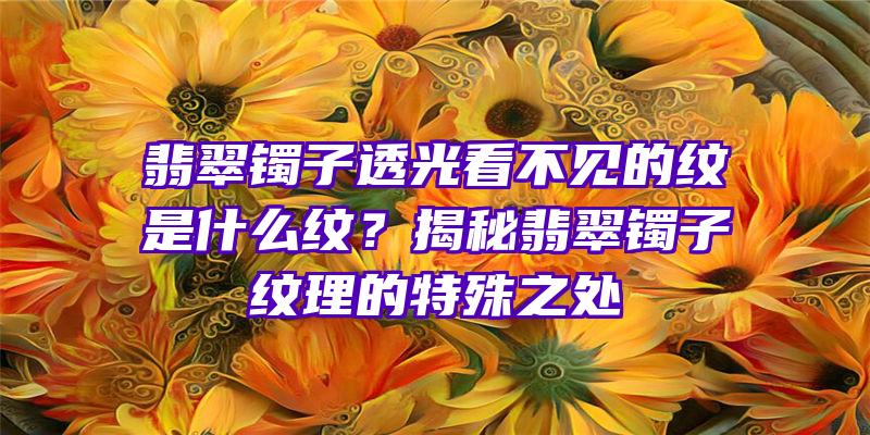 翡翠镯子透光看不见的纹是什么纹？揭秘翡翠镯子纹理的特殊之处