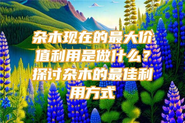 杂木现在的最大价值利用是做什么？探讨杂木的最佳利用方式