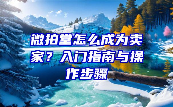 微拍堂怎么成为卖家？入门指南与操作步骤