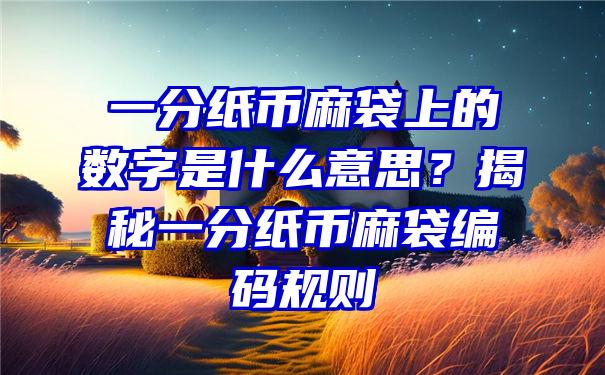 一分纸币麻袋上的数字是什么意思？揭秘一分纸币麻袋编码规则