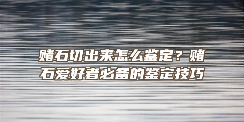 赌石切出来怎么鉴定？赌石爱好者必备的鉴定技巧