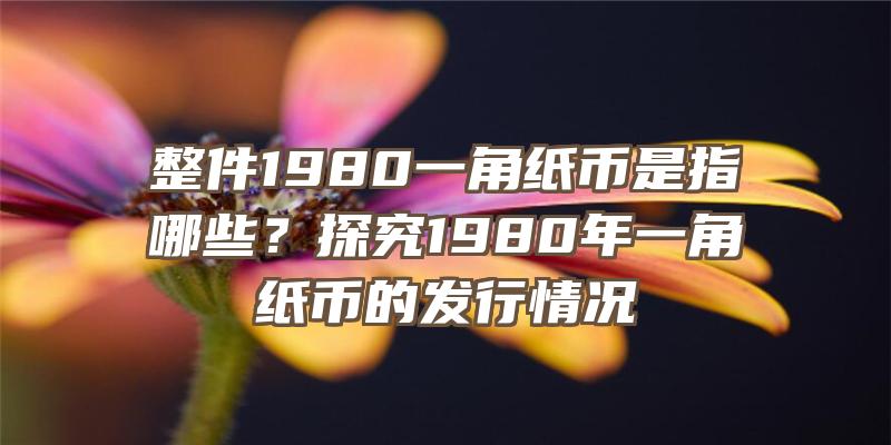 整件1980一角纸币是指哪些？探究1980年一角纸币的发行情况