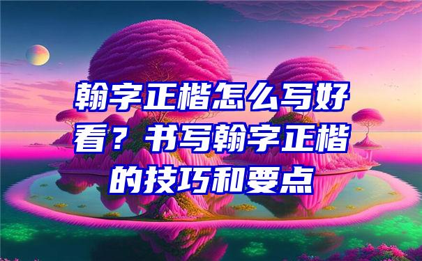 翰字正楷怎么写好看？书写翰字正楷的技巧和要点