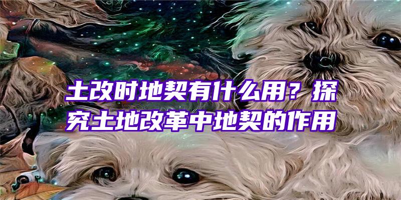 土改时地契有什么用？探究土地改革中地契的作用