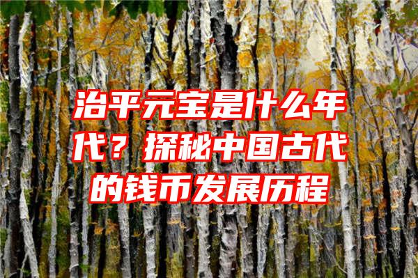 治平元宝是什么年代？探秘中国古代的钱币发展历程