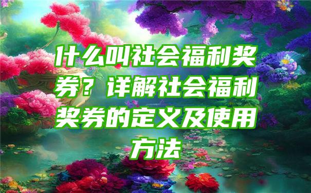 什么叫社会福利奖券？详解社会福利奖券的定义及使用方法