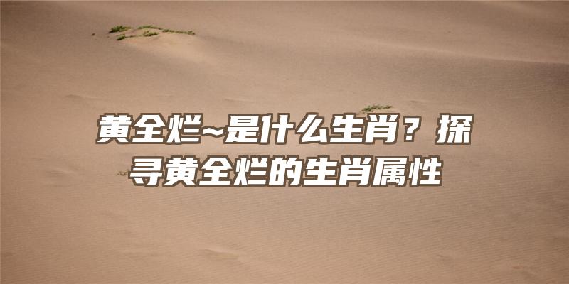 黄全烂~是什么生肖？探寻黄全烂的生肖属性