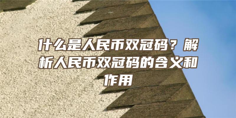 什么是人民币双冠码？解析人民币双冠码的含义和作用