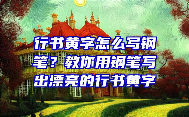 行书黄字怎么写钢笔？教你用钢笔写出漂亮的行书黄字