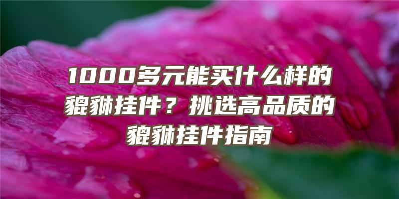 1000多元能买什么样的貔貅挂件？挑选高品质的貔貅挂件指南