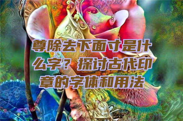 尊除去下面寸是什么字？探讨古代印章的字体和用法