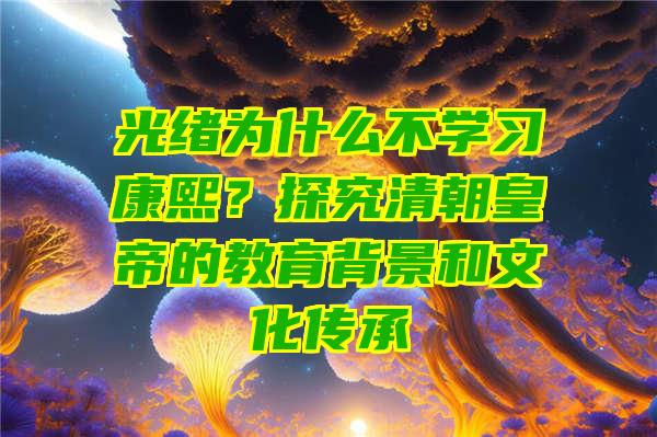 光绪为什么不学习康熙？探究清朝皇帝的教育背景和文化传承