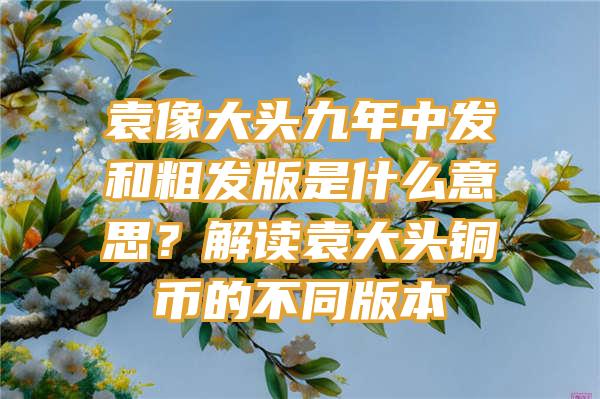 袁像大头九年中发和粗发版是什么意思？解读袁大头铜币的不同版本