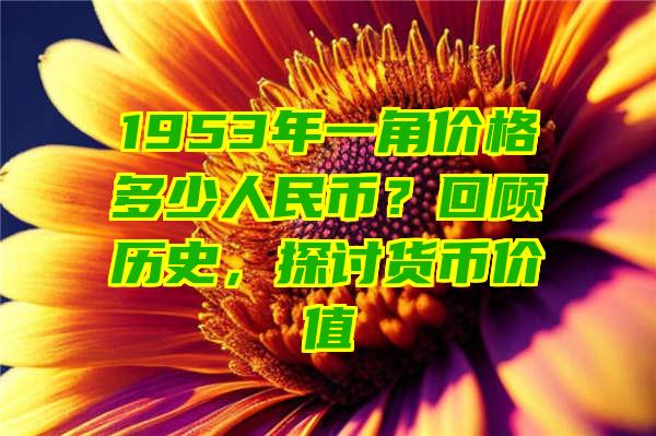 1953年一角价格多少人民币？回顾历史，探讨货币价值