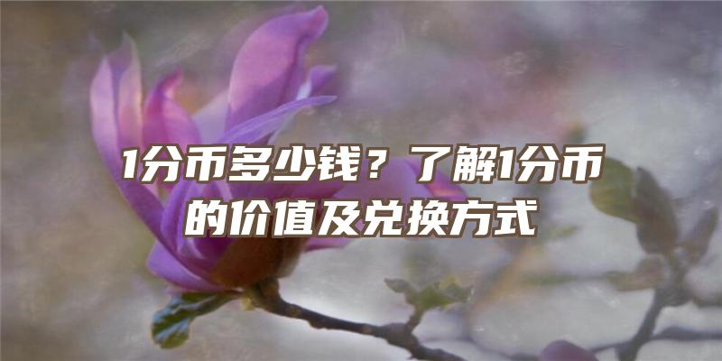 1分币多少钱？了解1分币的价值及兑换方式