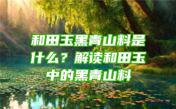 和田玉黑青山料是什么？解读和田玉中的黑青山料