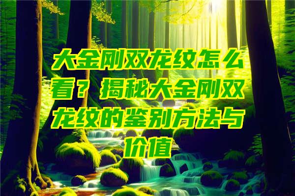 大金刚双龙纹怎么看？揭秘大金刚双龙纹的鉴别方法与价值