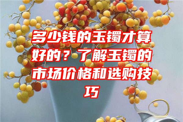 多少钱的玉镯才算好的？了解玉镯的市场价格和选购技巧