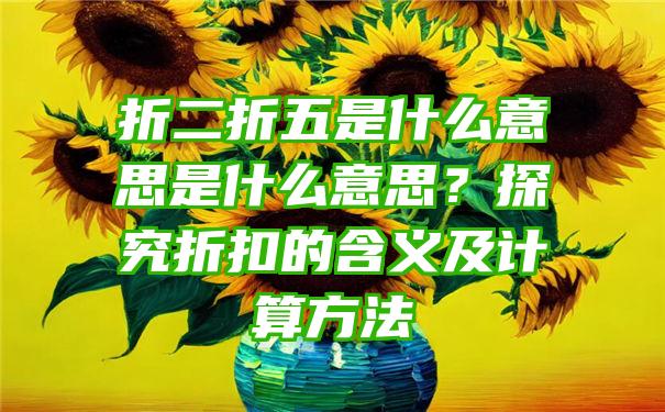 折二折五是什么意思是什么意思？探究折扣的含义及计算方法