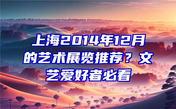 上海2014年12月的艺术展览推荐？文艺爱好者必看