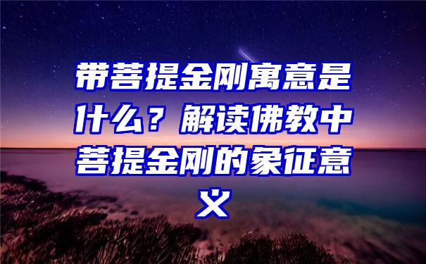 带菩提金刚寓意是什么？解读教中菩提金刚的象征意义