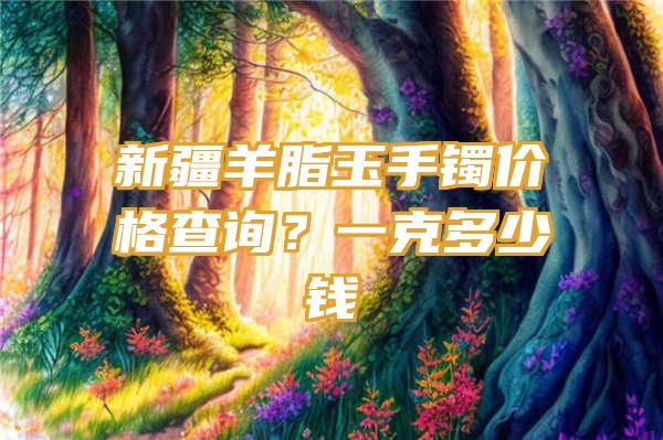 新疆羊脂玉手镯价格查询？一克多少钱