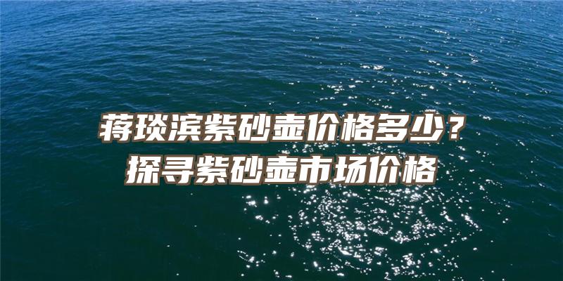 蒋琰滨紫砂壶价格多少？探寻紫砂壶市场价格