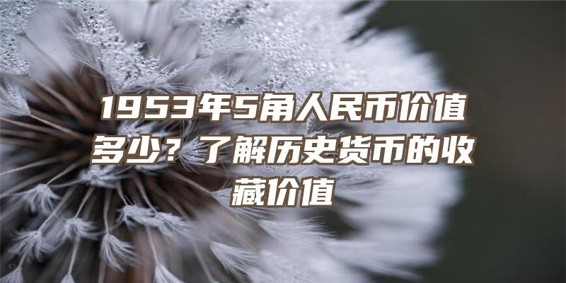 1953年5角人民币价值多少？了解历史货币的收藏价值