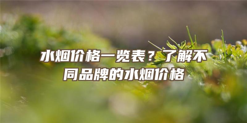 水烟价格一览表？了解不同品牌的水烟价格