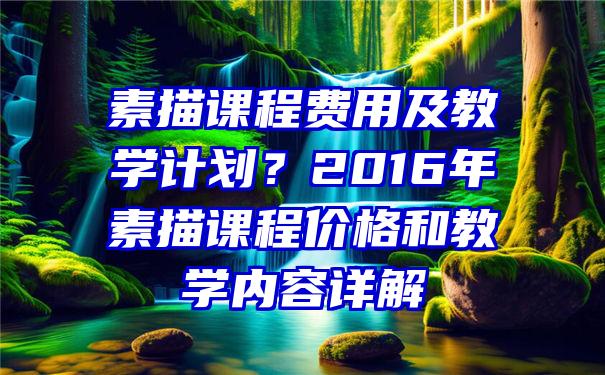 素描课程费用及教学计划？2016年素描课程价格和教学内容详解