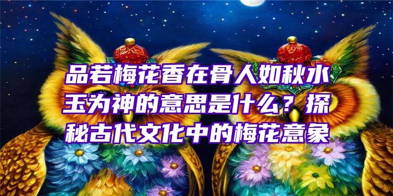 品若梅花香在骨人如秋水玉为神的意思是什么？探秘古代文化中的梅花意象