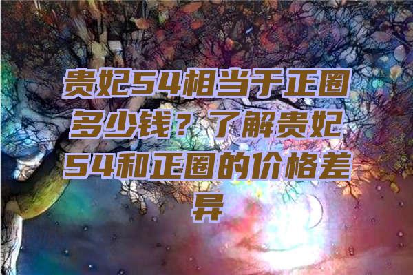 贵妃54相当于正圈多少钱？了解贵妃54和正圈的价格差异