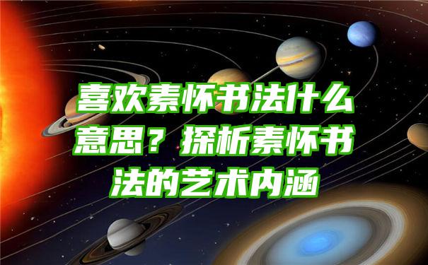 喜欢素怀书法什么意思？探析素怀书法的艺术内涵