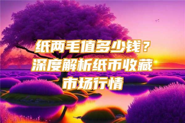 纸两毛值多少钱？深度解析纸币收藏市场行情