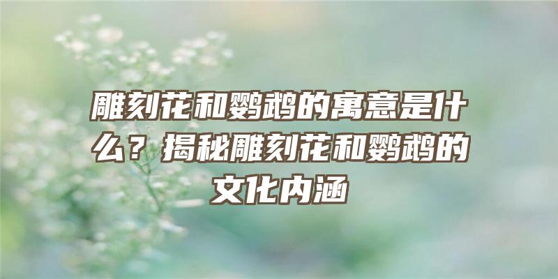 雕刻花和鹦鹉的寓意是什么？揭秘雕刻花和鹦鹉的文化内涵