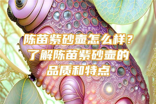 陈苗紫砂壶怎么样？了解陈苗紫砂壶的品质和特点