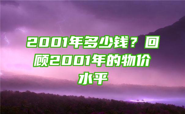 2001年多少钱？回顾2001年的物价水平