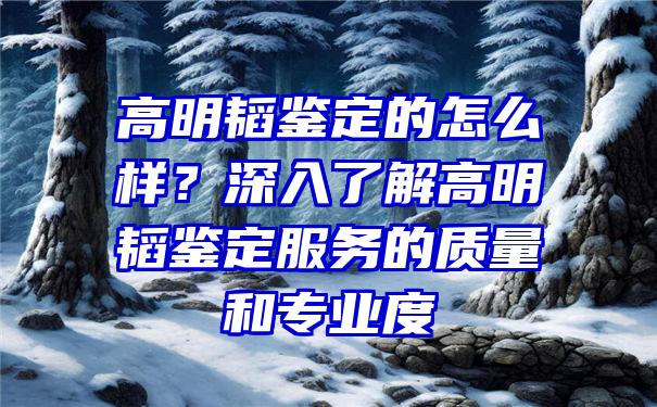 高明韬鉴定的怎么样？深入了解高明韬鉴定服务的质量和专业度