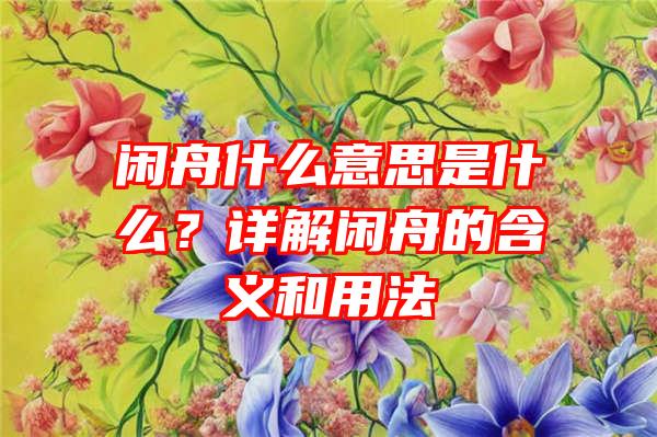 闲舟什么意思是什么？详解闲舟的含义和用法