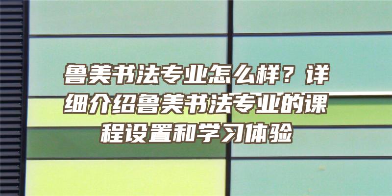 鲁美书法专业怎么样？详细介绍鲁美书法专业的课程设置和学习体验