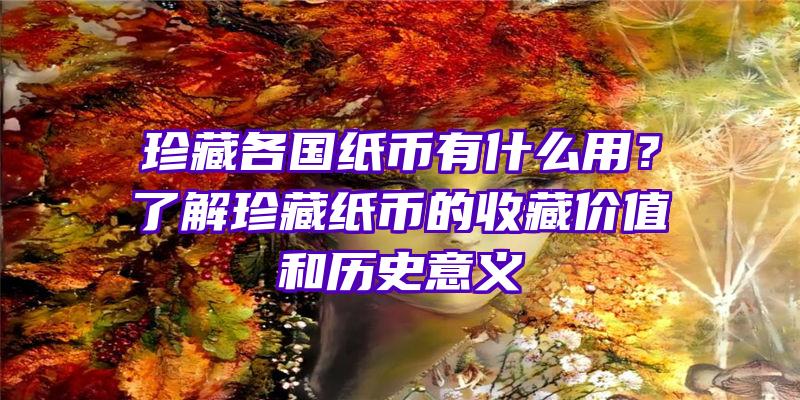 珍藏各国纸币有什么用？了解珍藏纸币的收藏价值和历史意义